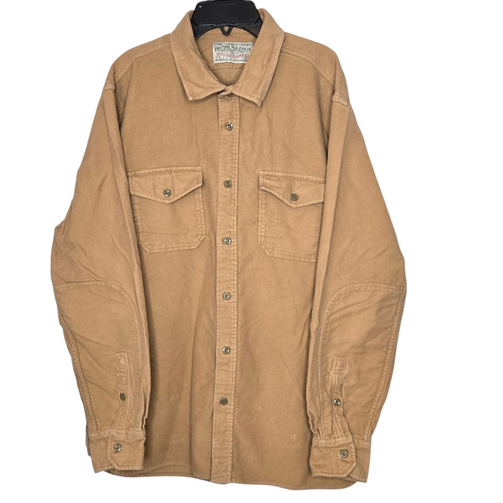Guideboat British Moleskin Shirt Jacket Men's‎ XL Portugal Workwear Rugged Tan
